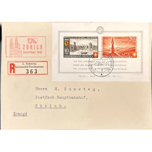 BM_0397_f.jpg Schweiz 1942 Bundesfeierblock 10+10/20+10, Zürich-Stempel
