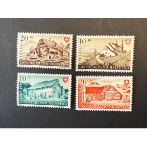 BM_0086_f.jpg Schweiz 1946/49 Bauernhaus, 10/20+10 Helvetia, postfrisch