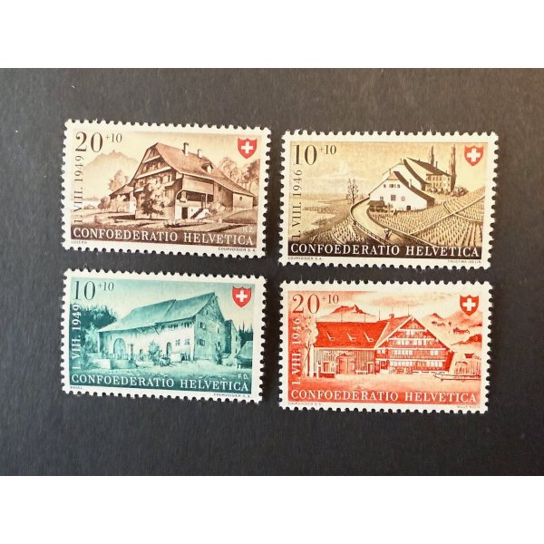 Schweiz 1946/49 Bauernhaus, 10/20+10 Helvetia, postfrisch
