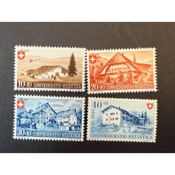 Schweiz 1945/49 Bauernhäuser 10–40+10, Ersttagsstempel