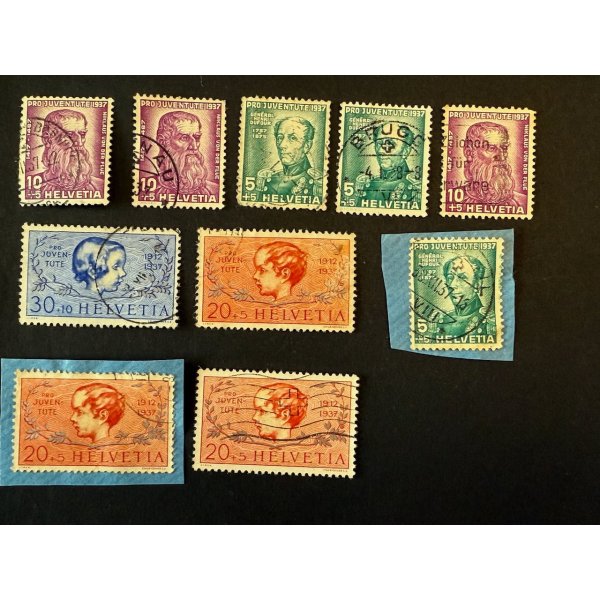 Schweiz 1937 Pro Juventute, Köpfe/Generäle, 5–30+10