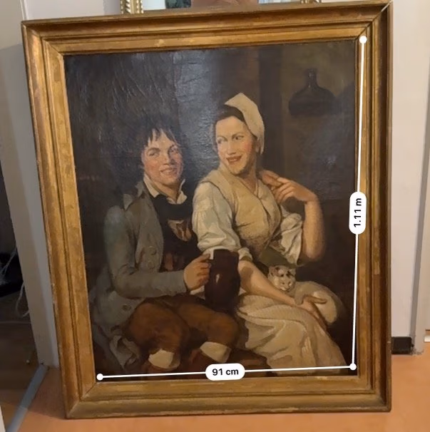 Dipinto a olio “Coppia in taverna” nello stile di Frans Hals