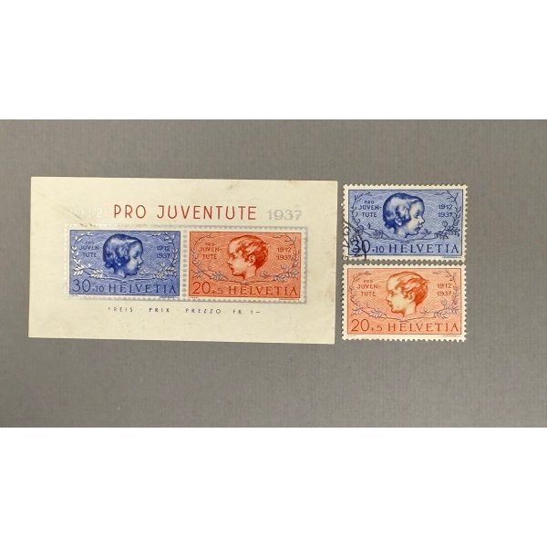 Schweiz 1937 Pro Juventute 30+10 Rp, Kindkopf, gestempelt