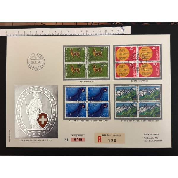 Schweiz 1976 Tierschutz Energiesparen WM Alpen, ohne Stempel