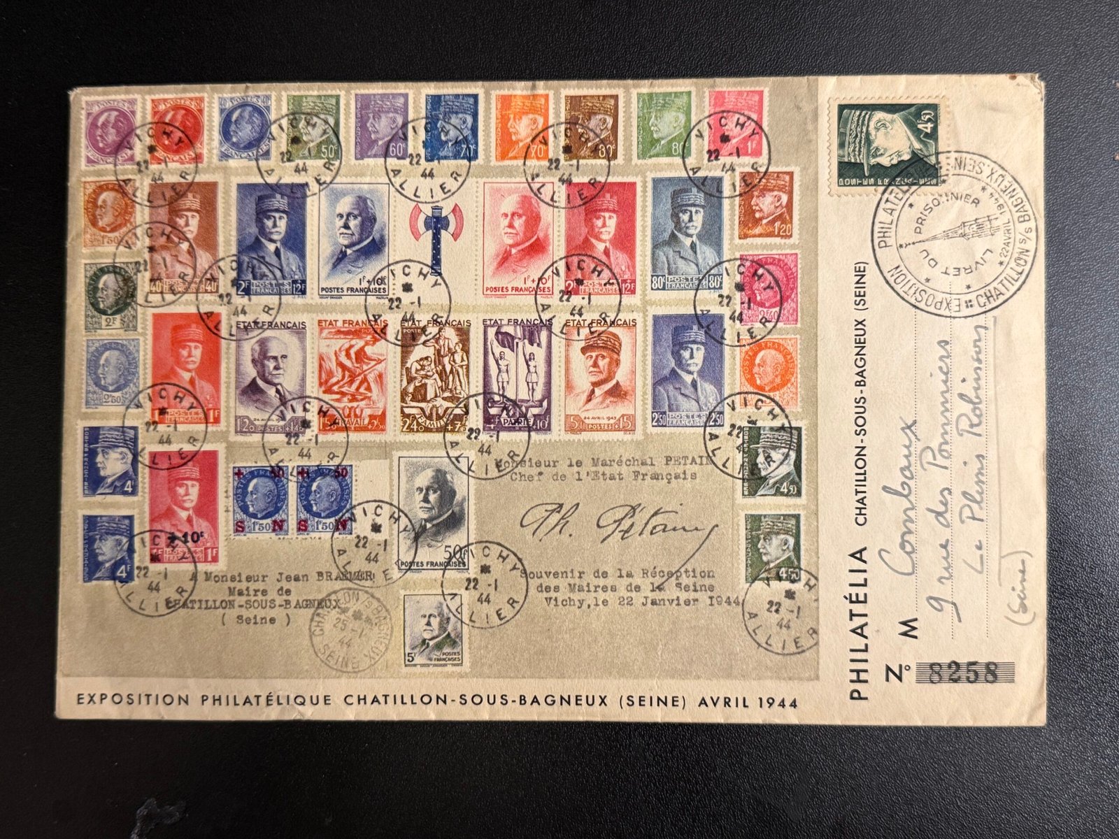 Frankreich 1944 – Philatelie Ausstellung Châtillon Beleg
