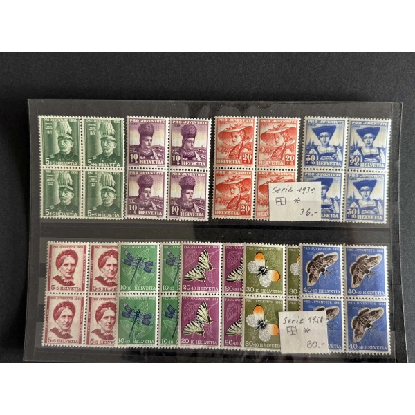 Schweiz Pro Juventute 1939, HELVETIA, 5+5–30+10 Rp, gest.