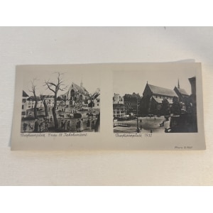 BM_1493_f.jpg Two-panel postcard of Barfüßerplatz; left shows an 18th‑century square with a church, trees and people, right shows Barfüßerplatz in 1932 with a large church and city buildings.