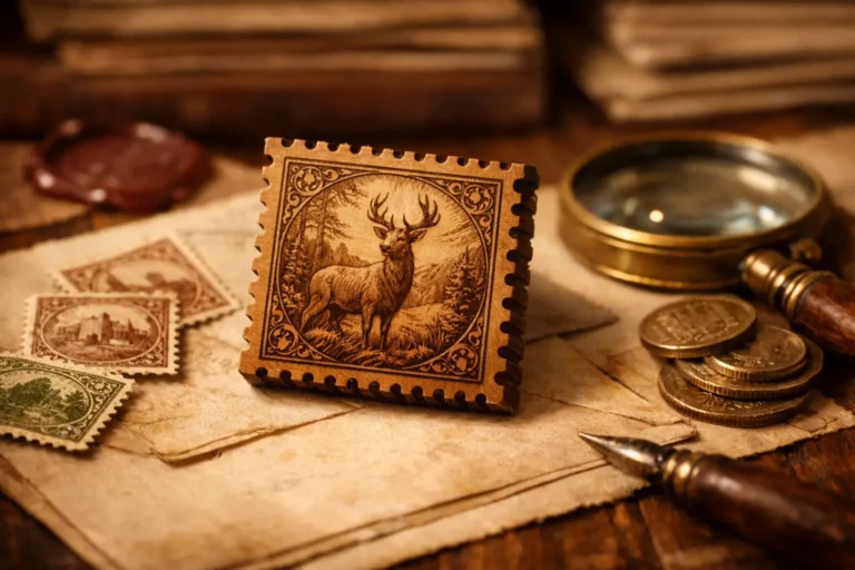 globalcollection.ch - Holz Briefmarke - selten, warm, sammelwürdig